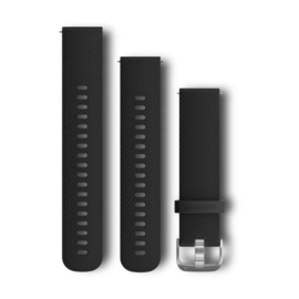 Bandjes met snelwisselsluiting (20 mm) - Zwart siliconen bandje met stainless bevestigingsmateriaal