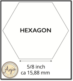 Papieren Hexagons ca 5/8 inch ca 1,6 cm