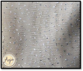 TKG2022-16 Tule ecru met zilveren glitter