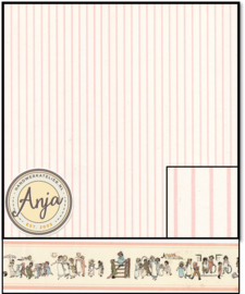 AK020a Stripe Pink met Border per twee