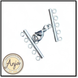 Sluiting voor ketting of armband zilverkleurig 5 oogjes