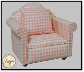 DF1163 Fauteuil roze geruite stof