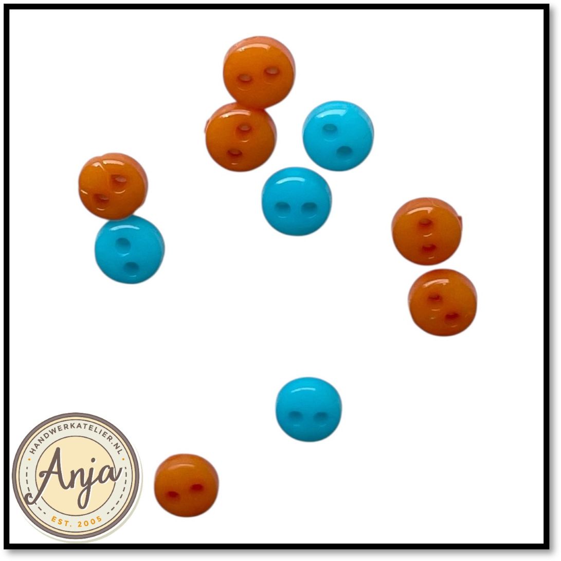 Knoopjes Blauw-Oranje 6 mm per 10