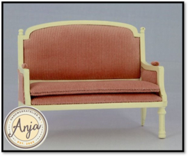 Sofa en fauteuil  Louis XVI ivoor en roze velours