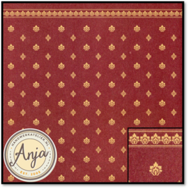 DIY076D Garden Crest Burgundy And Ivory