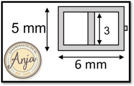 Gespen Antraciet 6 x 5 mm met pal