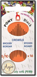 04897 Pony Black Crewelnaalden 5-7-10