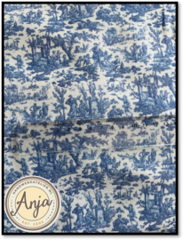 PR5819-12A Toile de jouy bleu 35 x 35 cm