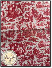 PR5819-11C Toile de jouy rouge 50 x 70 cm