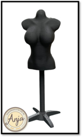 A005-PL Paspopje vrouw op voet Zwart mt 9,5 cm