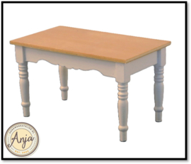 9290 Witte keukentafel met houten blad