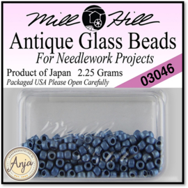 03046 Antique Glass Beads Matte Cadet Blue
