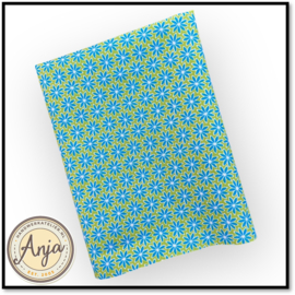 BL03 Katoen stof turquoise bloemetje