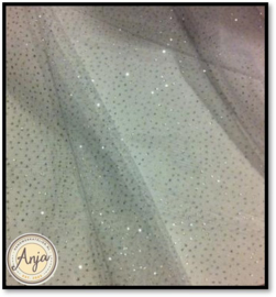 TKG2011-10 Ecru kleurige tule met zilver glitter
