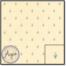 W1004 Green on Cream Fleur De Lys