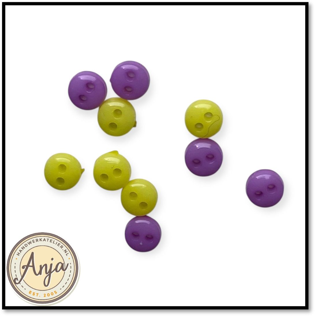 Knoopjes Paars-Geel 6 mm per 10