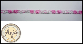 Band bloemen roze wit B0320-9