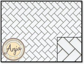 DIY791B White Herringbone Metro Tiles Dark Grout