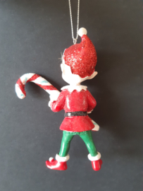 Elf met Candy Cane in handen kerstornament Kurt S. Adler