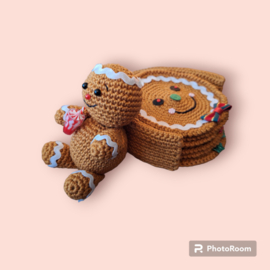 Haakpatroon PDF Onderzetters Gingerbread Hoofdje