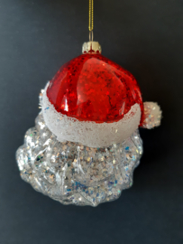 Glitter kerstman hoofd kerstornament Kurt S. Adler