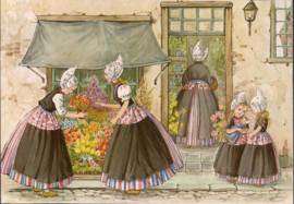 Klederdracht: bloemenwinkel - Oude Kruger kaart [14946]
