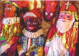 Chocolade Sinterklaas & Zwarte Piet prentbriefkaart [C10490]