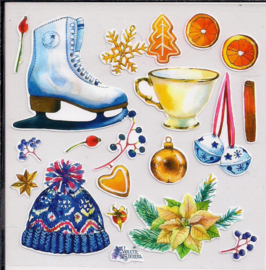 Winterse kerst poezieplaatjes Stickers K156