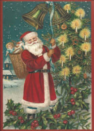 Kerstman luid de bel kaart met glitter [SV 6Wg127]