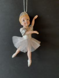 Zilver witte ballerina kerstornament Kurt S. Adler