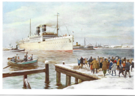 Aankomst van de Stoomboot prentbriefkaart [D1130]