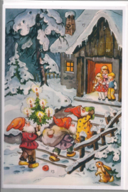 Adventskalender Kaart: Dwergjes bezorgen cadeautjes - 12489