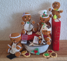 Haakpatroon PDF Gingerbread Bakkerij: 4 in 1! Kom, boek, kleine en grote bakkers