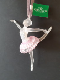Ballerina roze glitter 3 kerstornament Kurt S. Adler