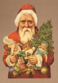 Kerstman met armen vol cadeautjes poezieplaatjes 5150