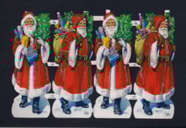 Vier grote Kerstman poëzieplaatjes  met glitterMLP 786