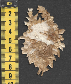 Boeketje met Lelietjes van Dalen antiek poezieplaatje met zijde (811)