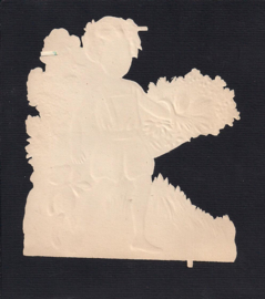 Jongen met teddybeer antiek poezieplaatje (156)