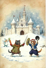Poezen Kerstkaart: Poezen Riddergevecht {3}