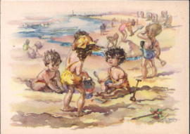 Op het strand - Corina - oude kaart [15027]