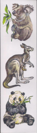 Panda, kangoeroe, Koala poezieplaatjes Stickers Strip QT25