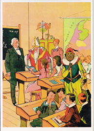 Sint en Piet op school prentbriefkaart [C11098]
