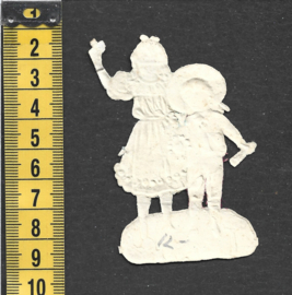 Stelletje gaat op bezoek antiek poezieplaatje met zijde (799)