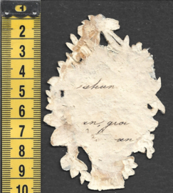 Viooltjesmand met duif antiek poezieplaatje met zijde (746)