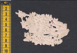Zwaluwen trekken bloemenkar antiek poezieplaatje met zijde (285)