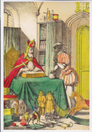Sint en Piet in de werkkamer prentbriefkaart [1C1872]