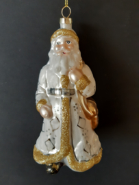 Zilver witte gouden Kerstman kerstornament glas