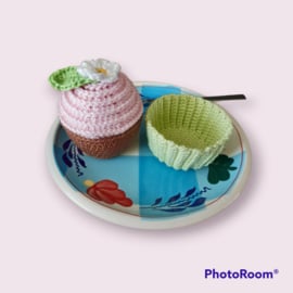 Chocolade Cupcake met pastel groen hoesje