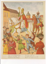 Sint en Piet in de straten prentbriefkaart [D1238]