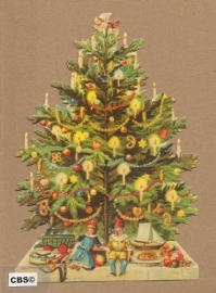 Kerstboom met kaarsjes & cadeau`s poezieplaatjes 5050